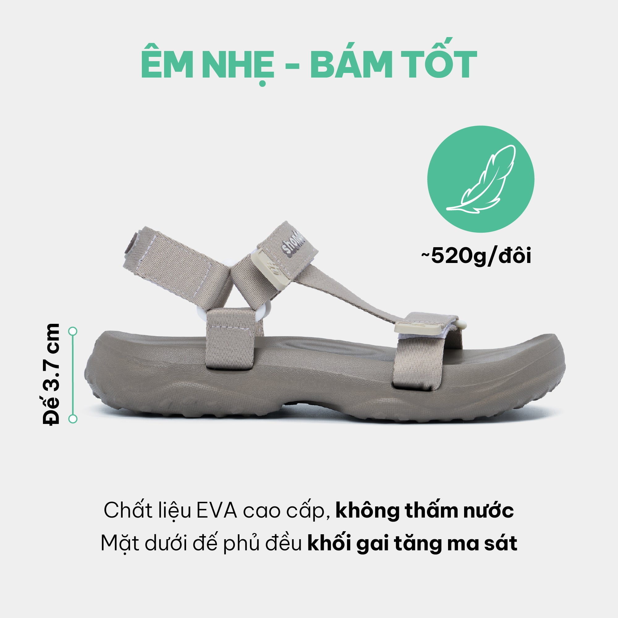 Sandal F11 Quai Chéo Unisex Nâu