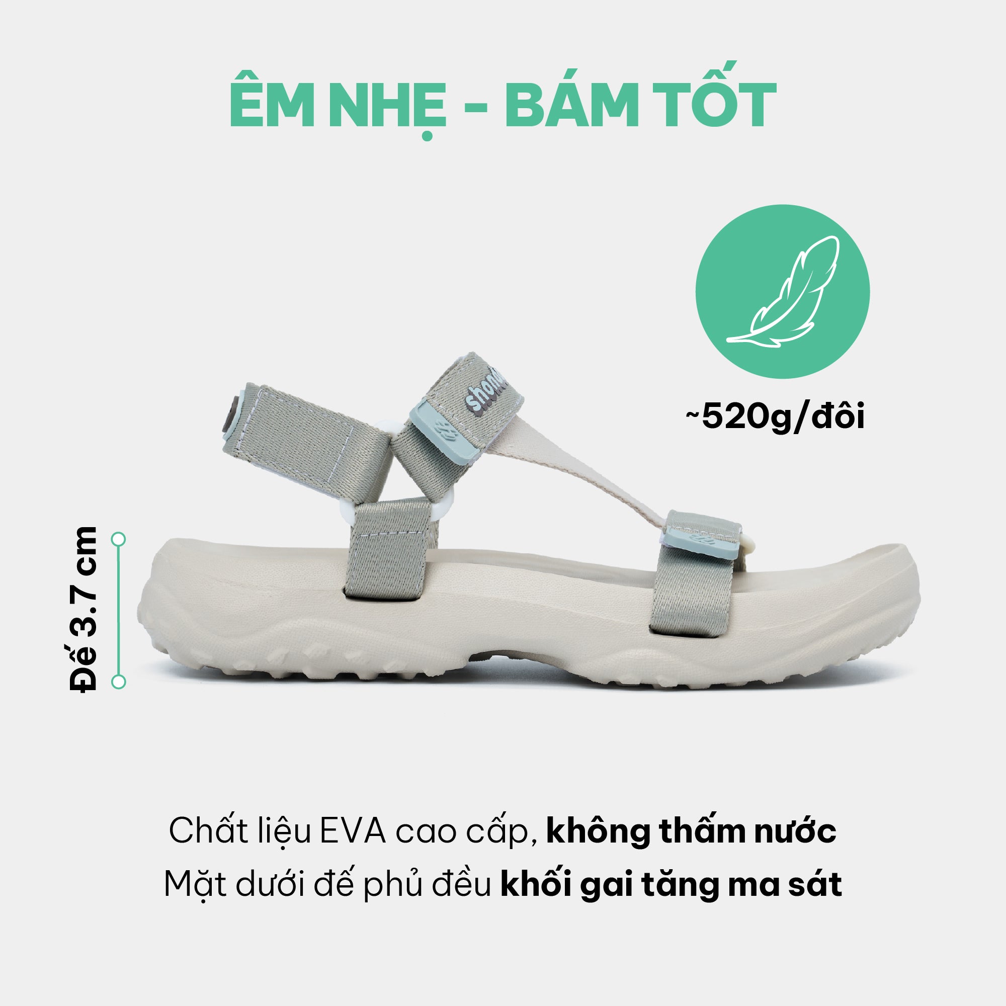 Sandal F11 quai chéo unisex xám rêu