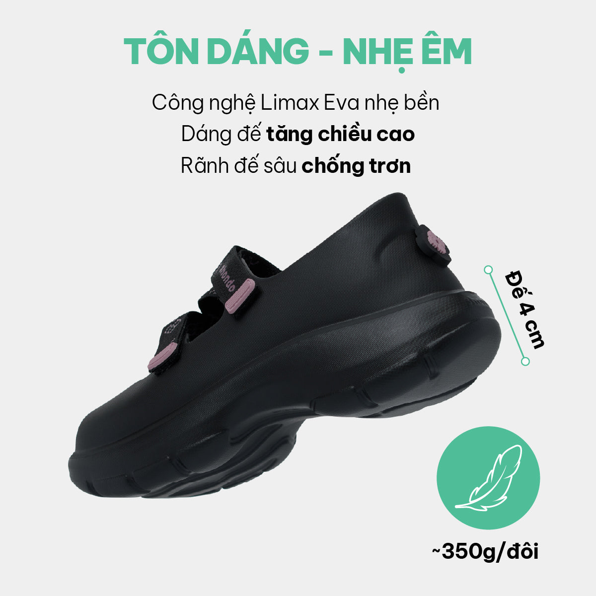 Giày Sneaker ballet Dreamie Limax hoa nữ đen