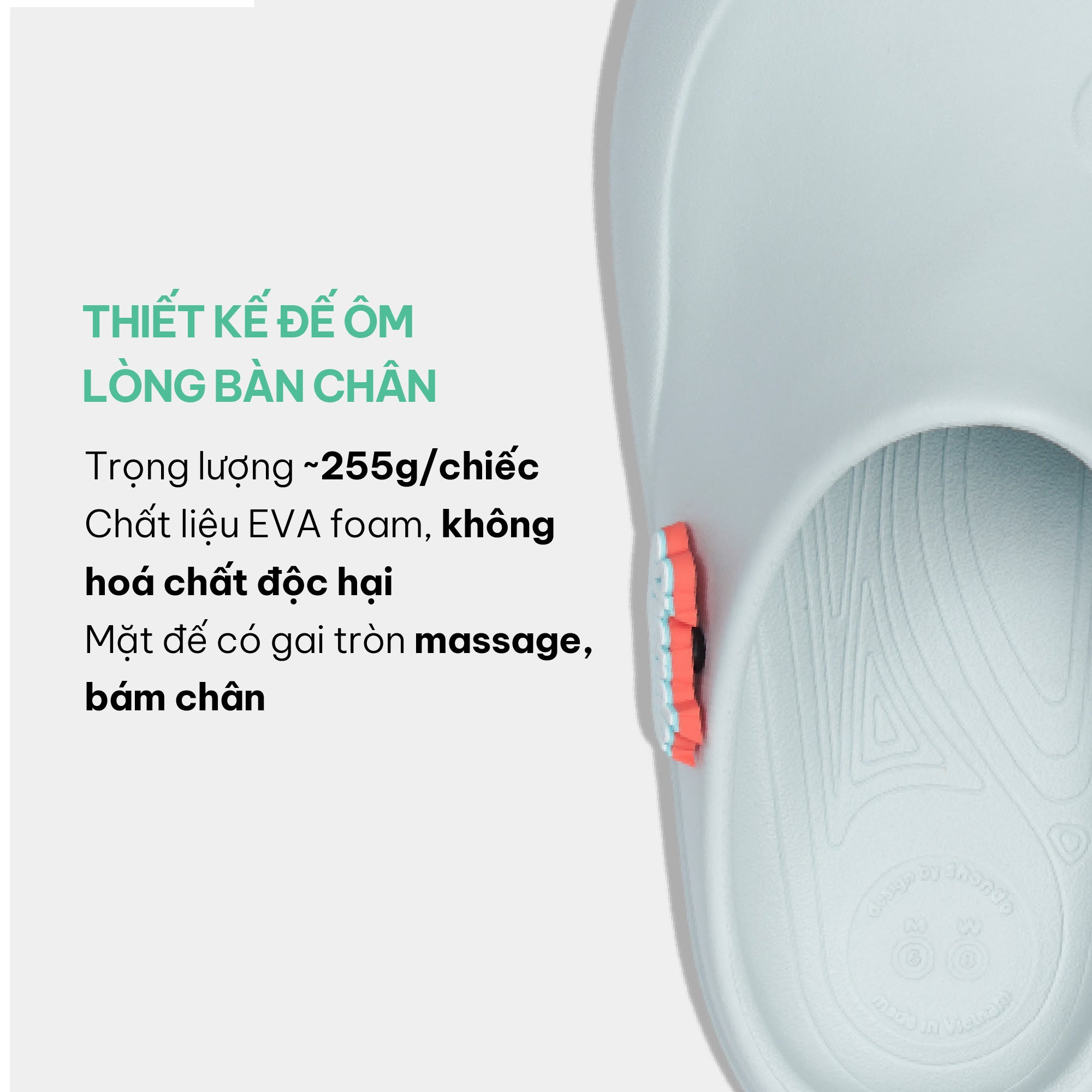 Clog Suke nữ nhựa đúc gắn charm xanh trời