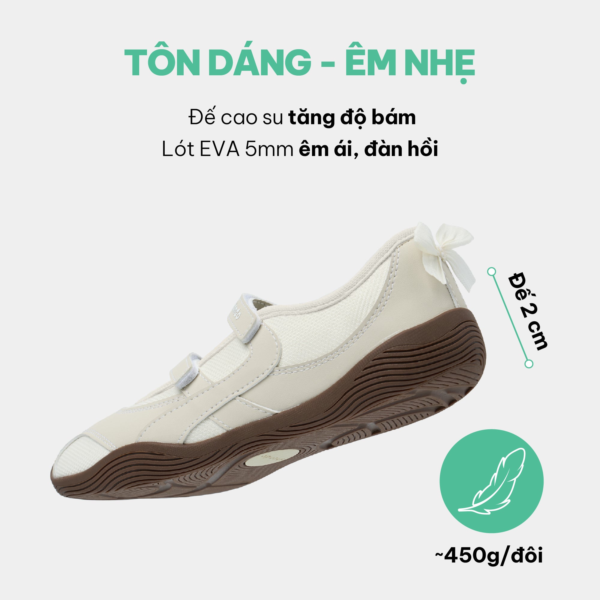 Giày Sneaker Ballet Minie Phối Nơ Nữ Be