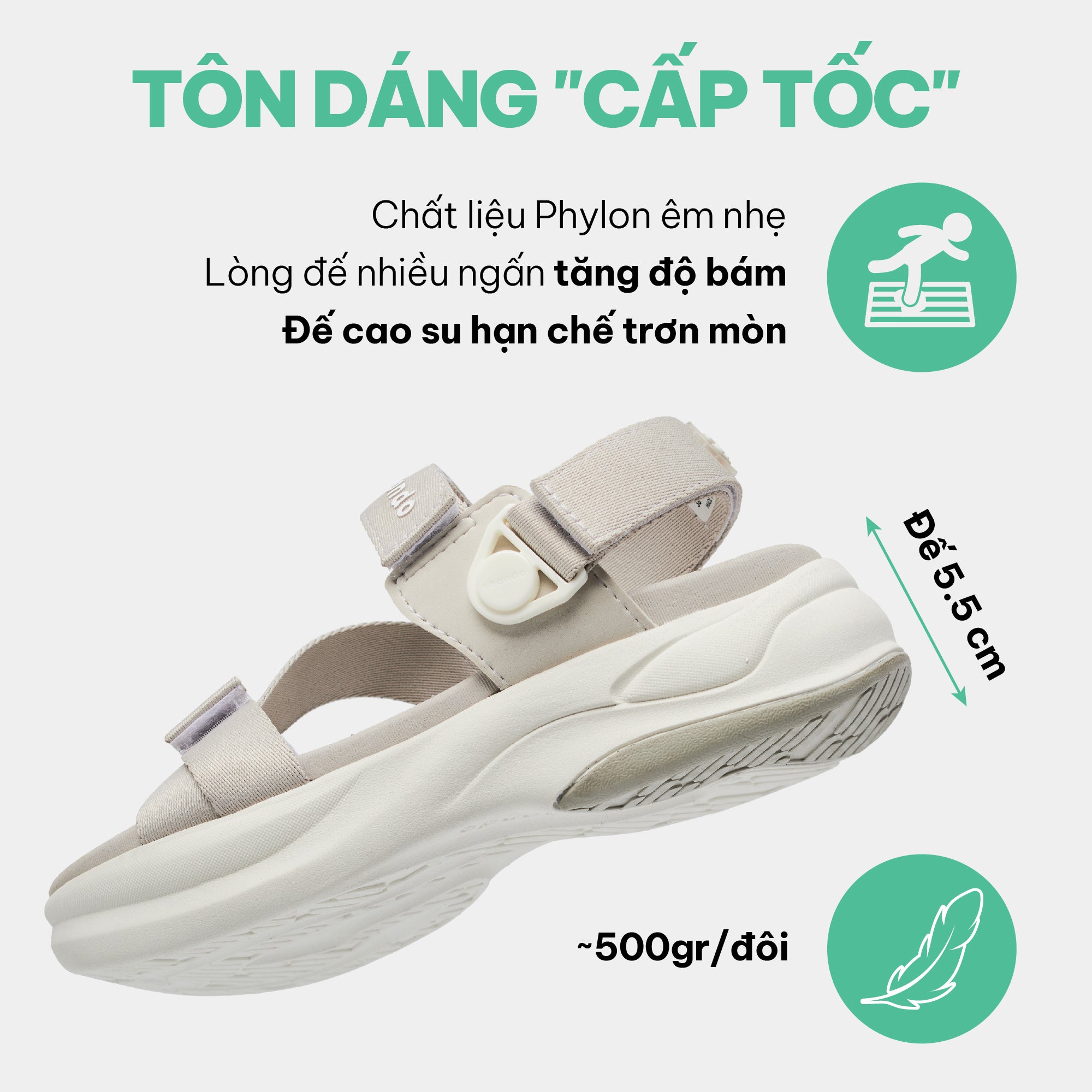 Sandal nam nữ F8B quai xoay nâu xám