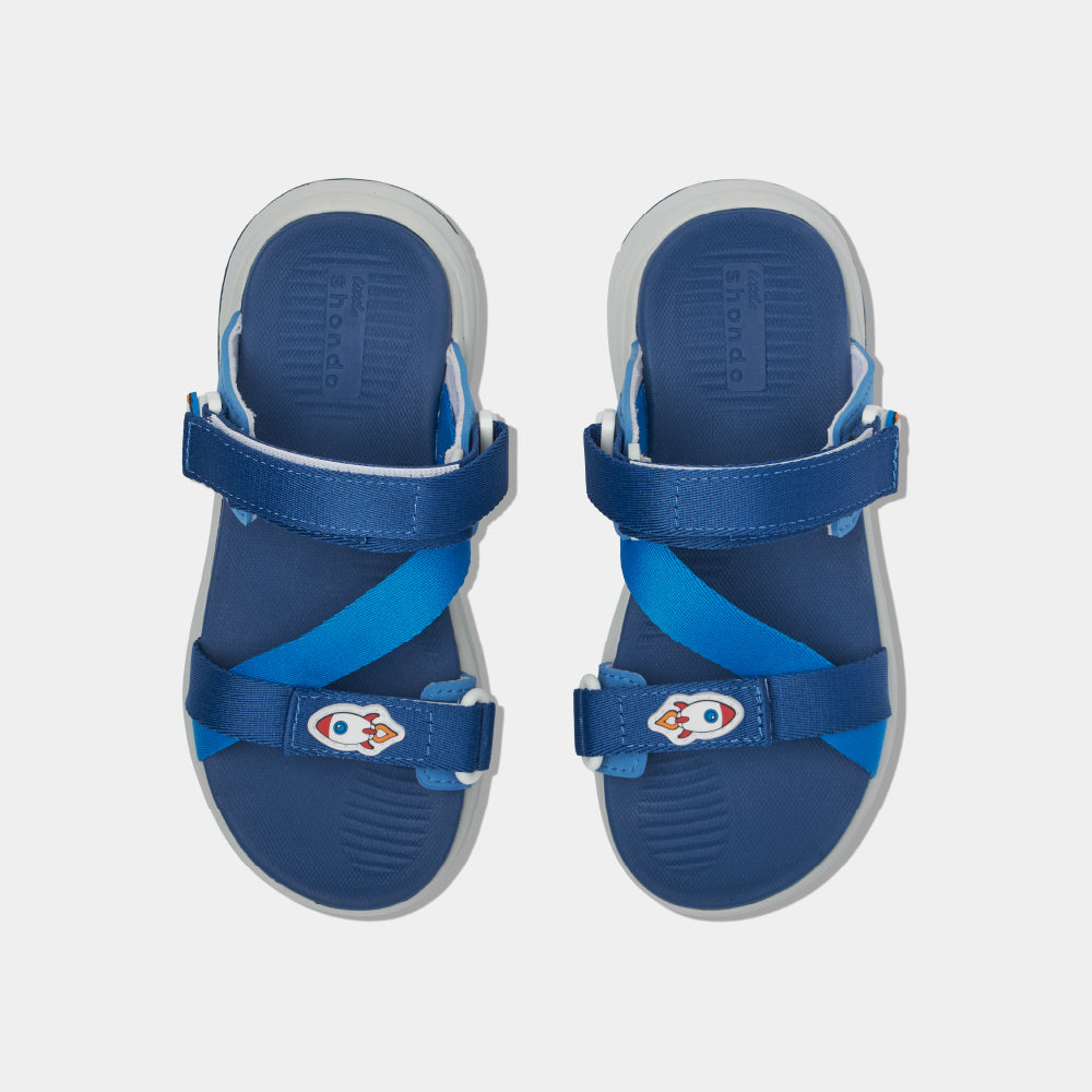 Sandal trẻ em Little 8 quai hậu xoay xanh