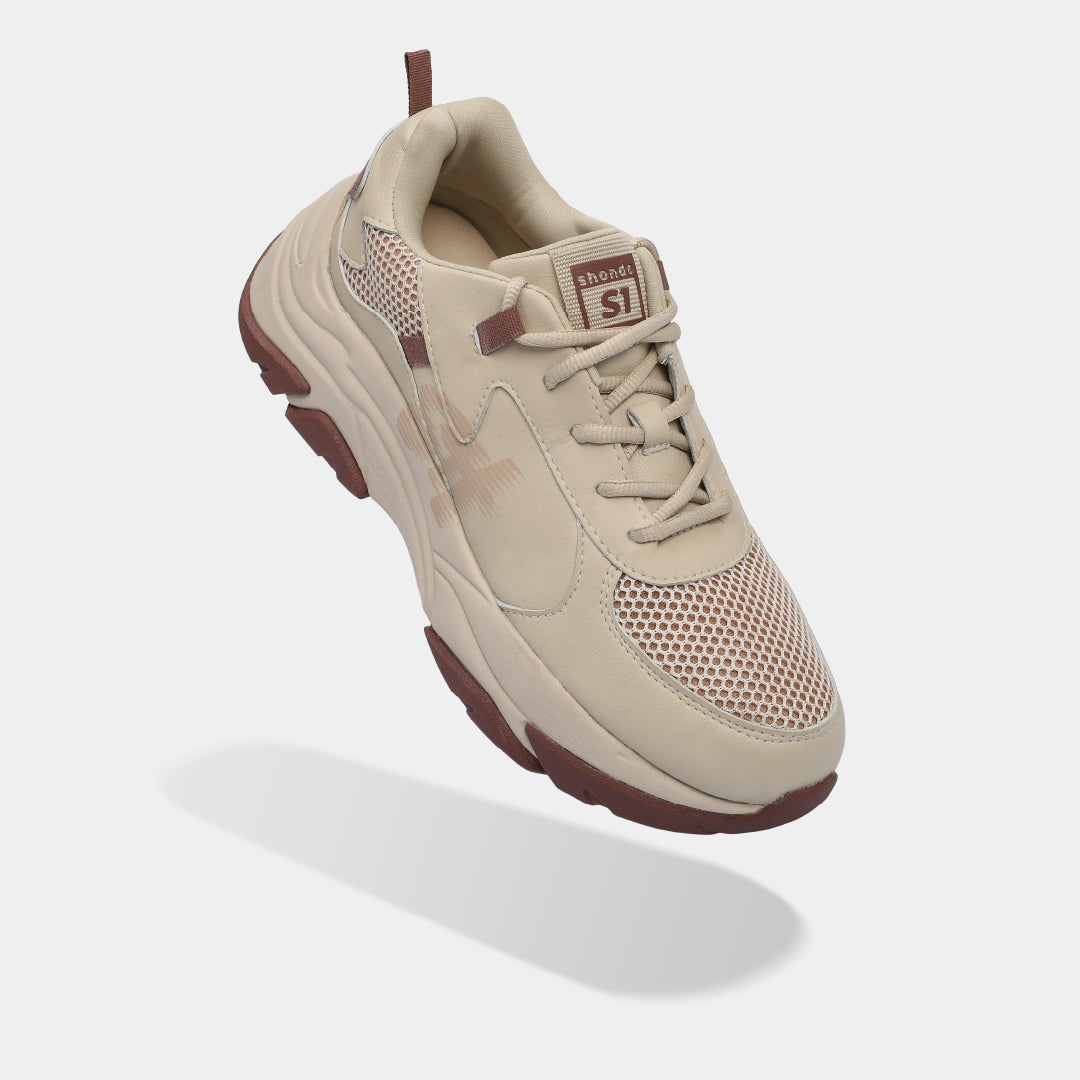 Chunky beige brown men's and women's sneakers