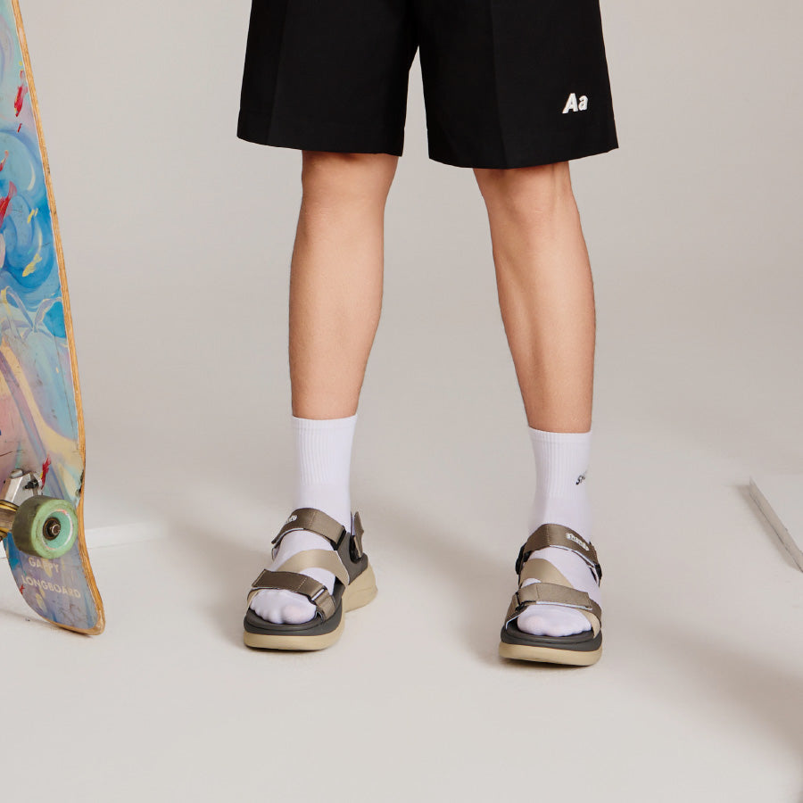 Sandal nam nữ F8B quai xoay be xám