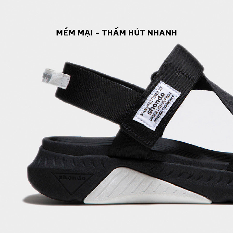 Sandals F7 Racing đế đen phối trắng quai đen