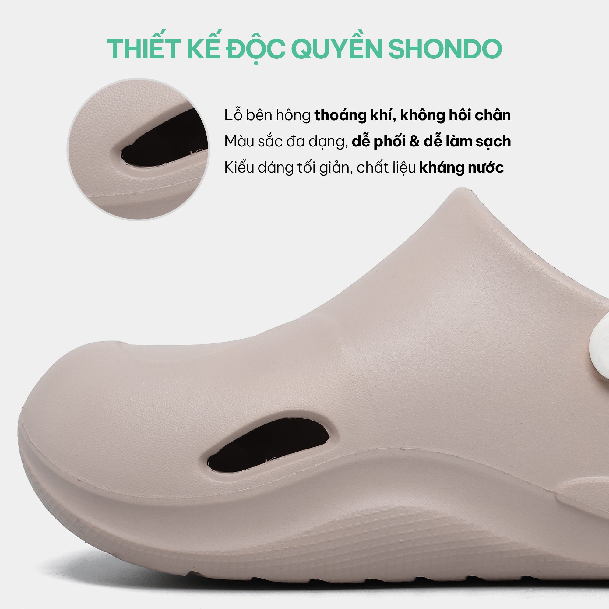 Clog nhựa đúc nữ Suke hồng be