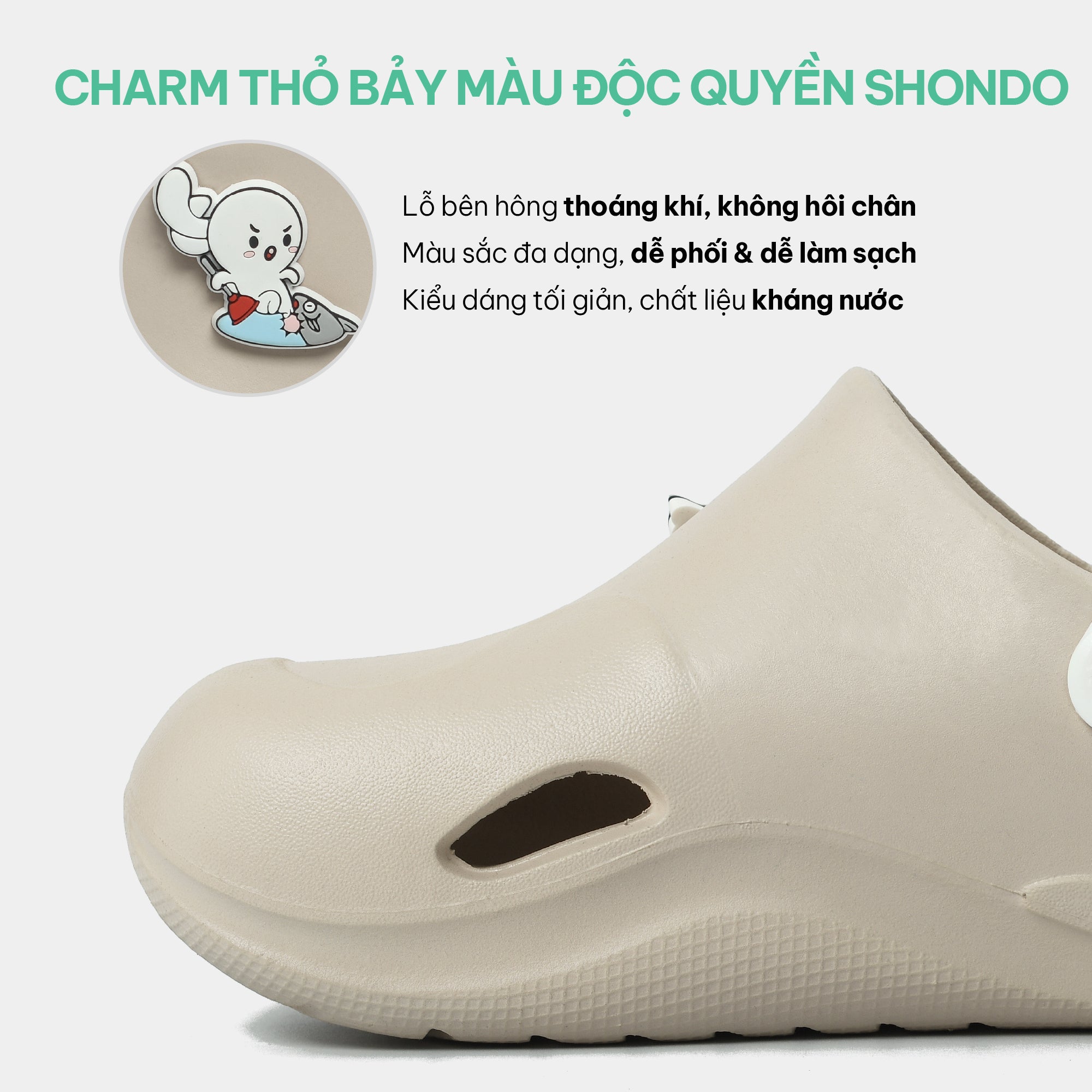 Clog nhựa đúc nam nữ Suke T7M be