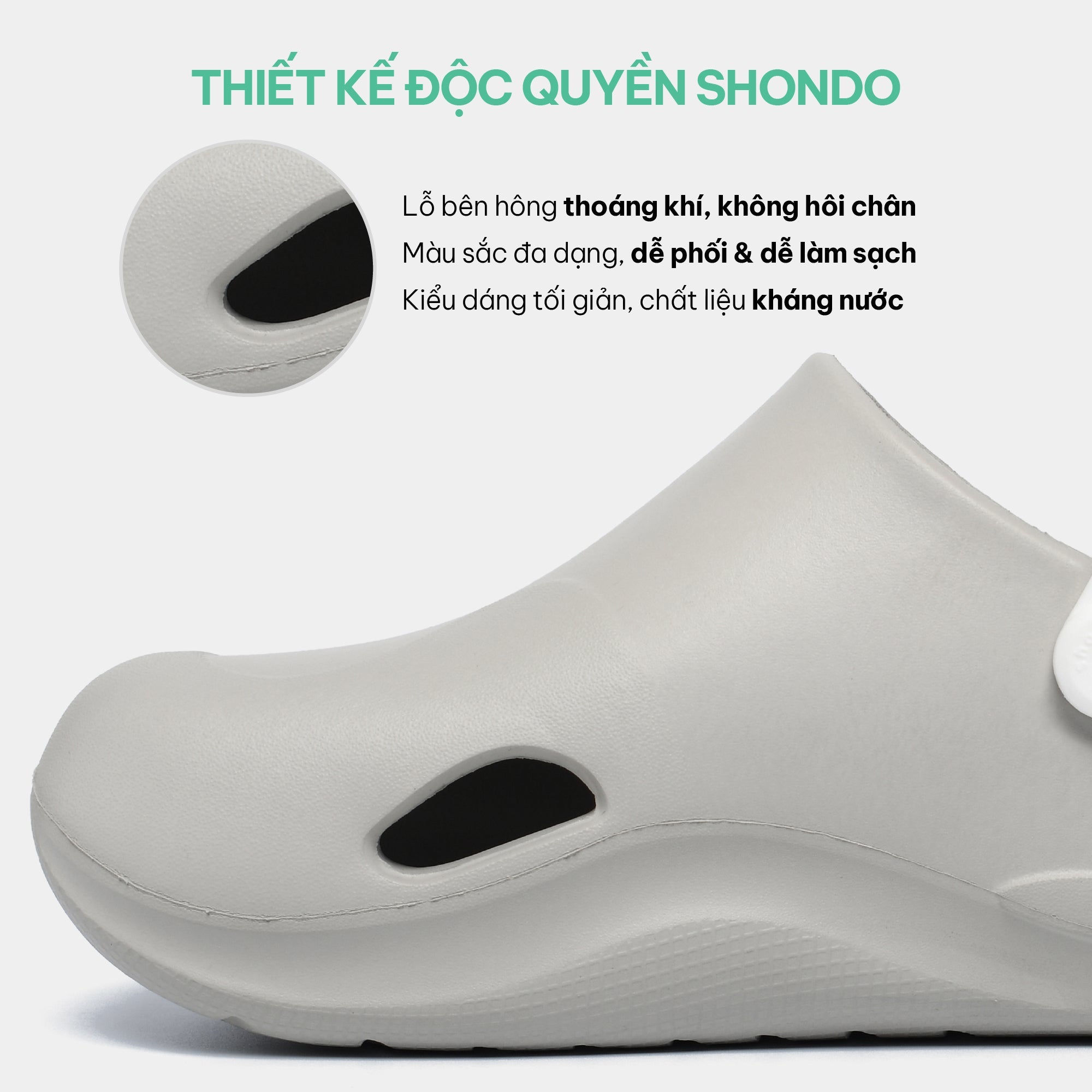 Clog SUKE nhựa đúc nam nữ xám