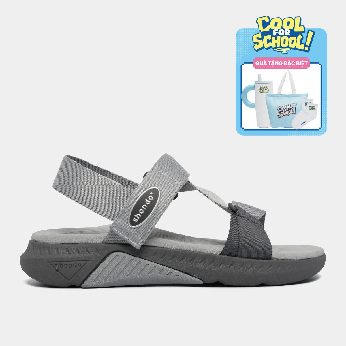 Giày Sandal Nam Nữ Shondo F7R Quai Chéo Xám
