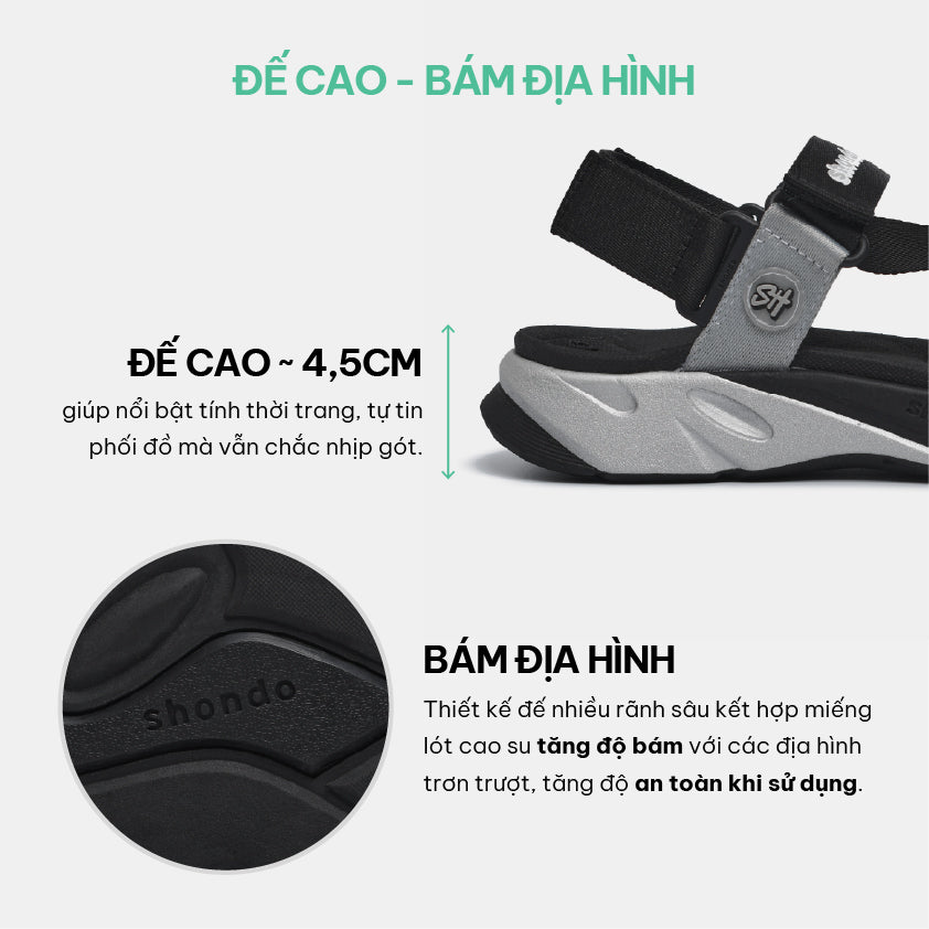 Sandal F8M thể thao nam nữ quai chéo đen