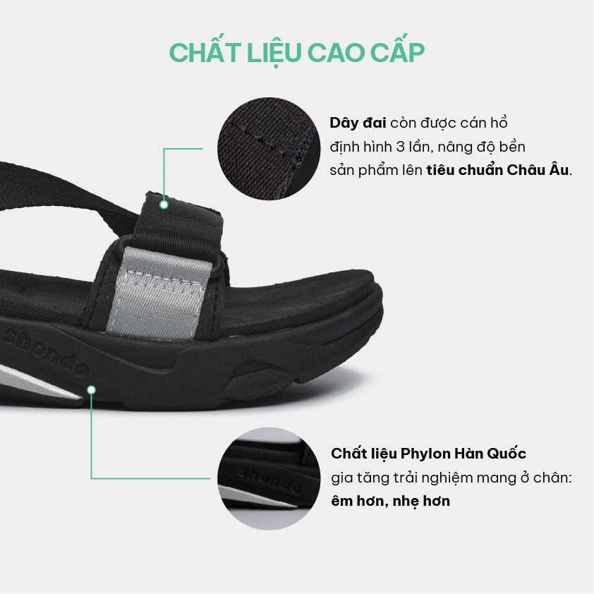 Sandal F8M thể thao nam nữ quai chéo đen