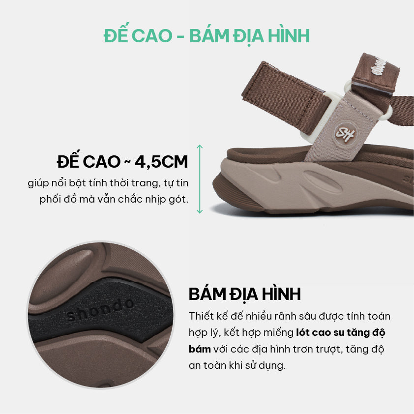 Sandal F8M thể thao nam nữ quai chéo nâu