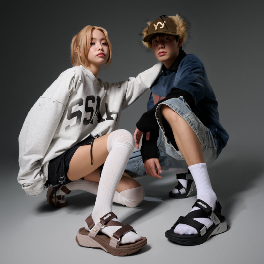 Sandal F8M thể thao nam nữ quai chéo nâu