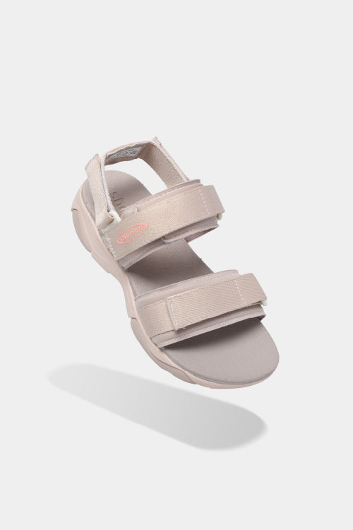 Girly women's sandals with pink brown elastic straps