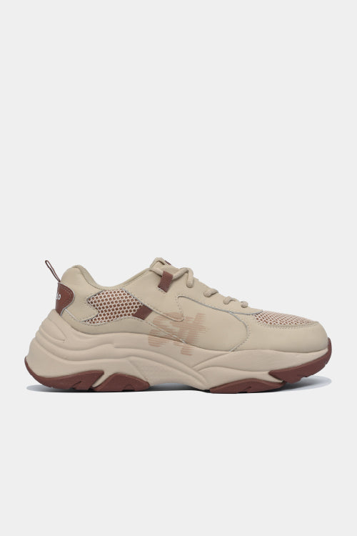 Chunky beige brown men's and women's sneakers