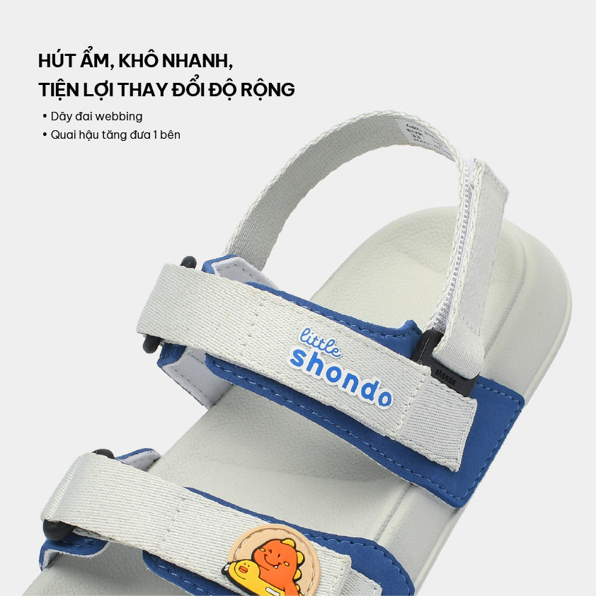 Sandal bé trai Little 3 khủng long xám