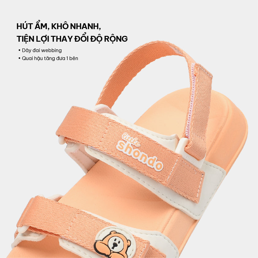 Sandal bé gái Little 3 hồng trắng kem gấu