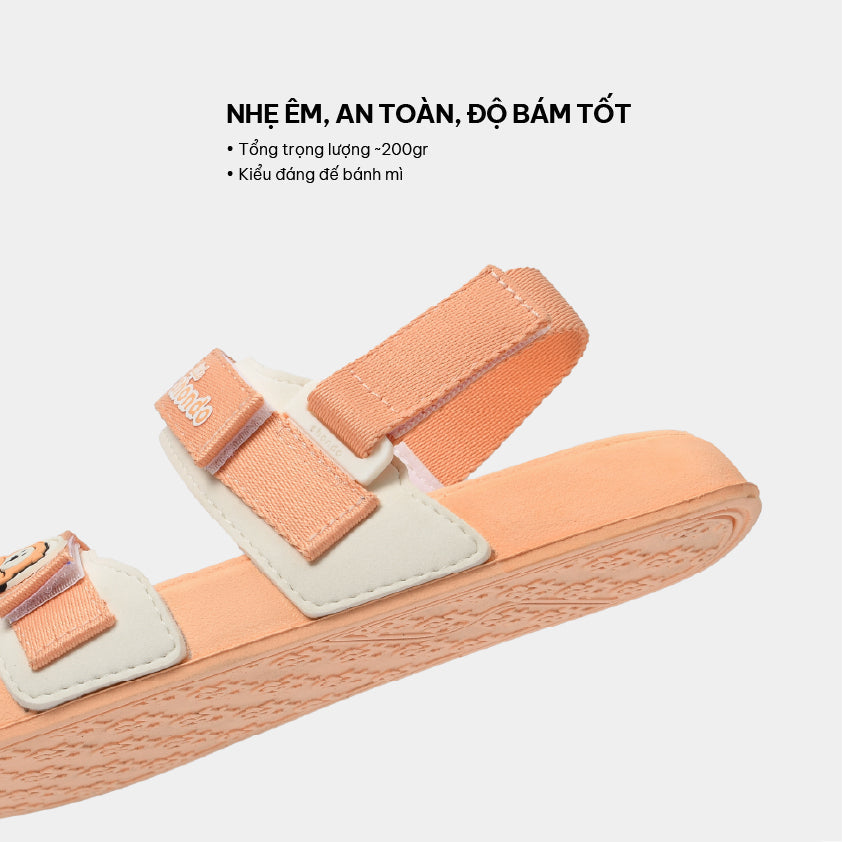 Sandal bé gái Little 3 hồng trắng kem gấu