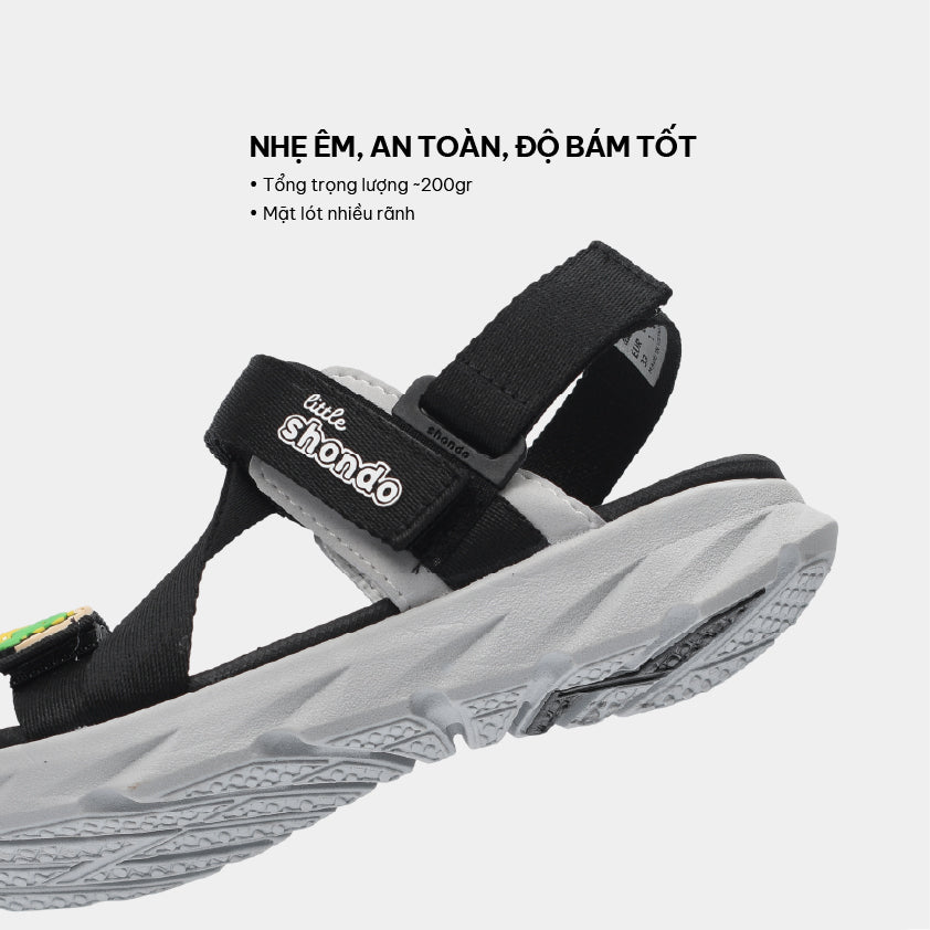 Sandal bé trai Little 6 khủng long đen
