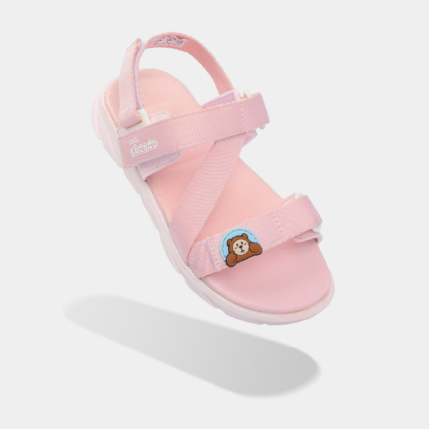 Sandal bé gái Little 6 gấu hồng