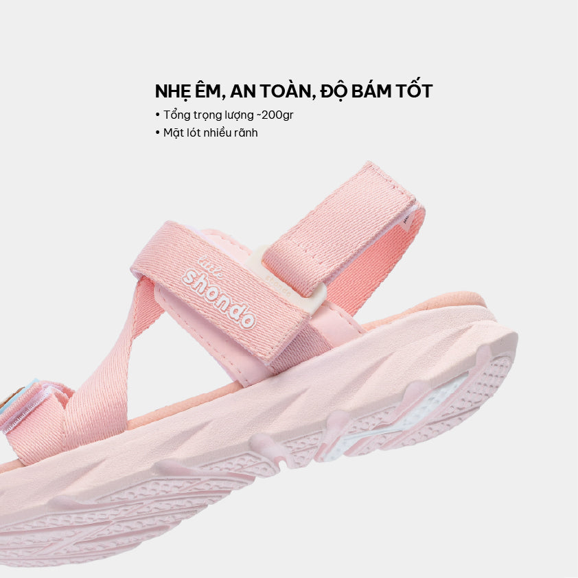 Sandal bé gái Little 6 gấu hồng