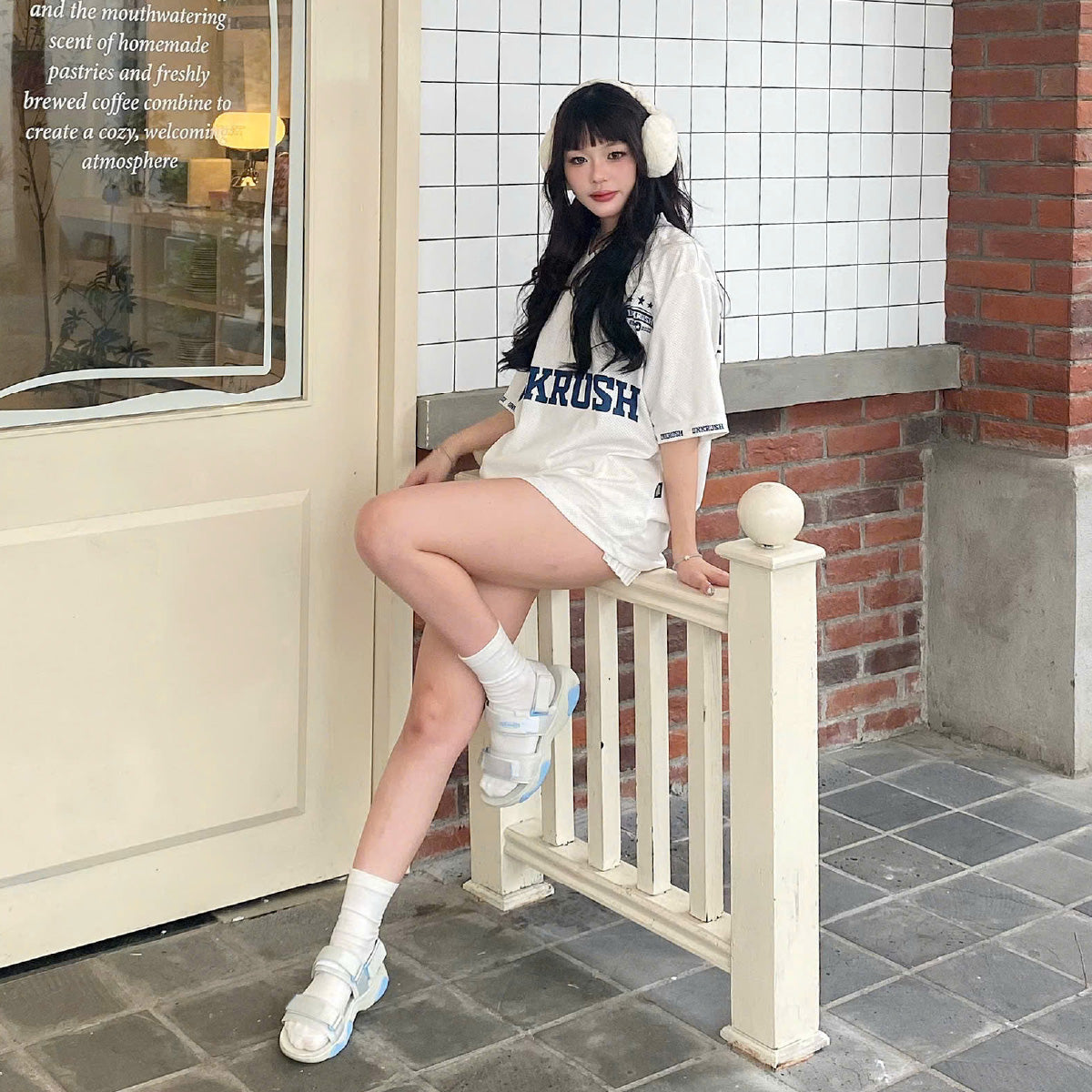 Sandal nữ Girly quai thun xanh mint