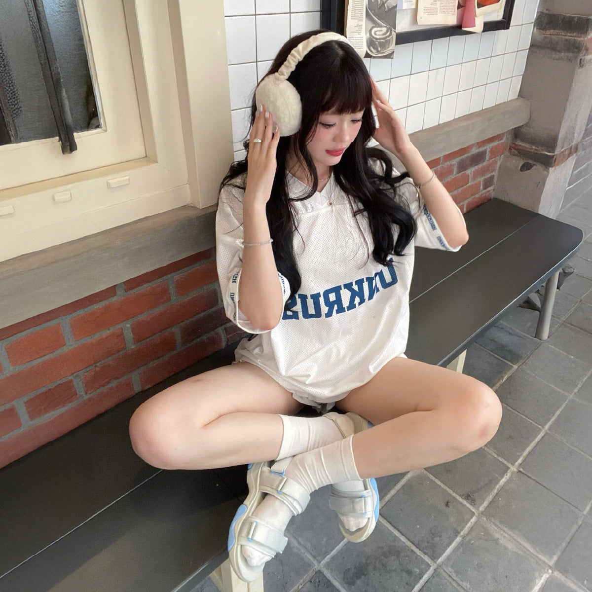 Sandal nữ Girly quai thun xanh mint