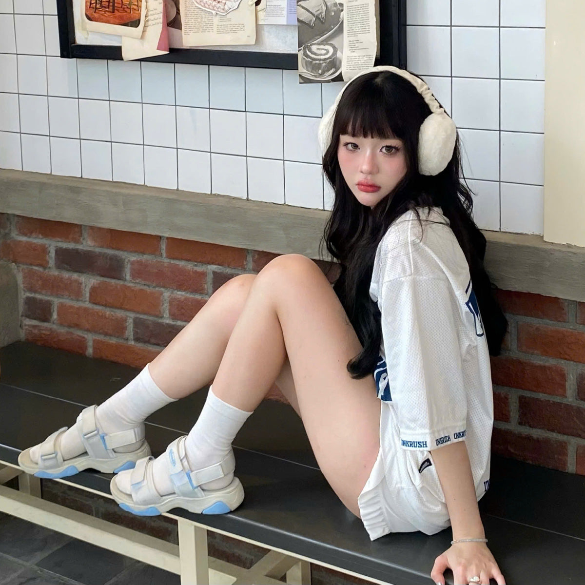 Sandal nữ Girly quai thun xanh mint