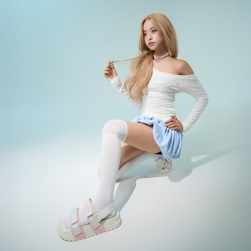 Sandal bánh mì Platy 4 trắng kem