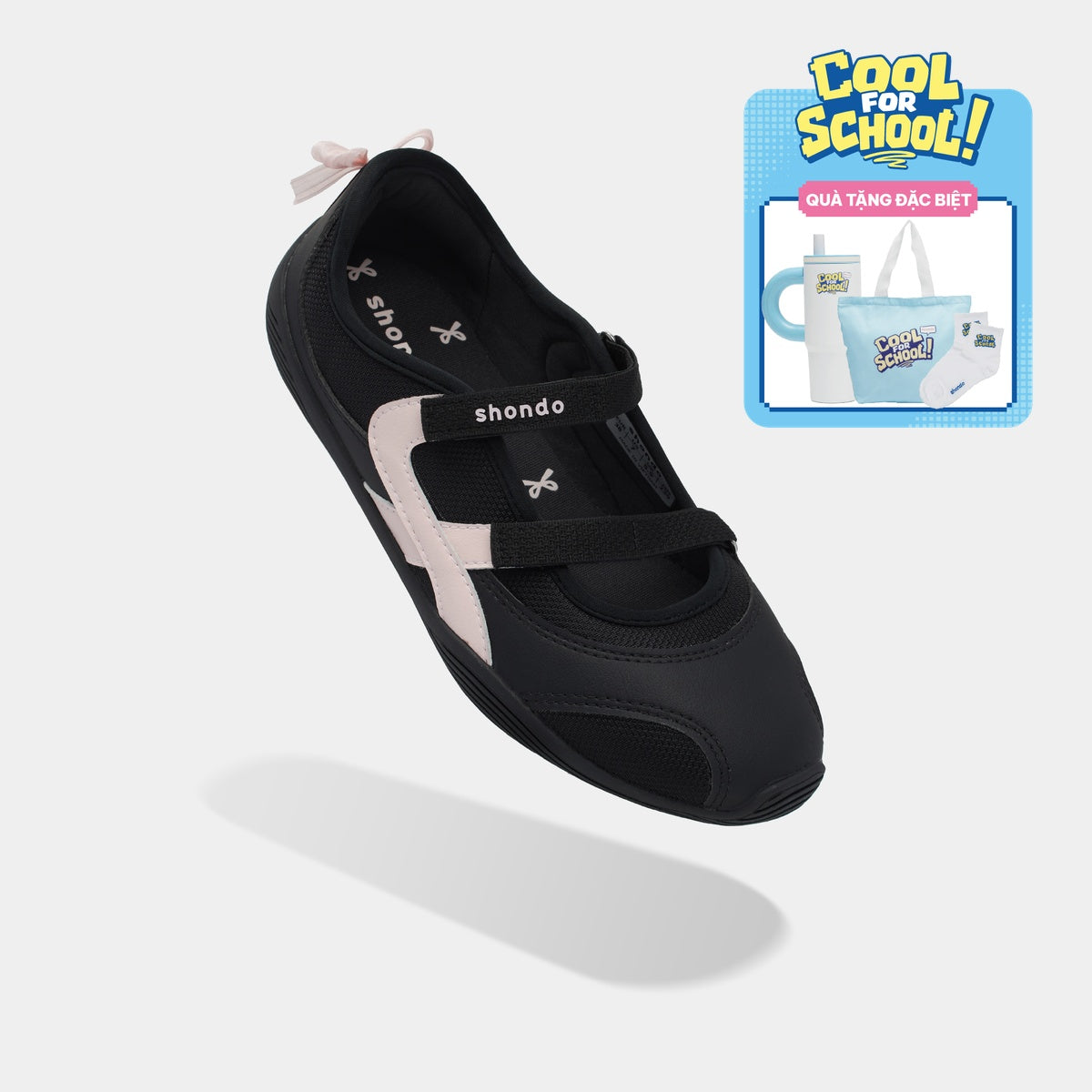 Giày Sneaker Ballet Minie Phối Nơ Nữ Đen