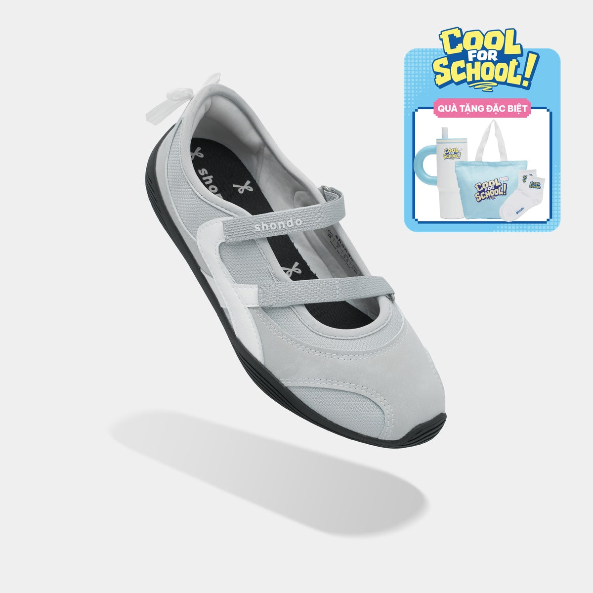 Giày Sneaker Ballet Minie Phối Nơ Nữ Xám Xanh