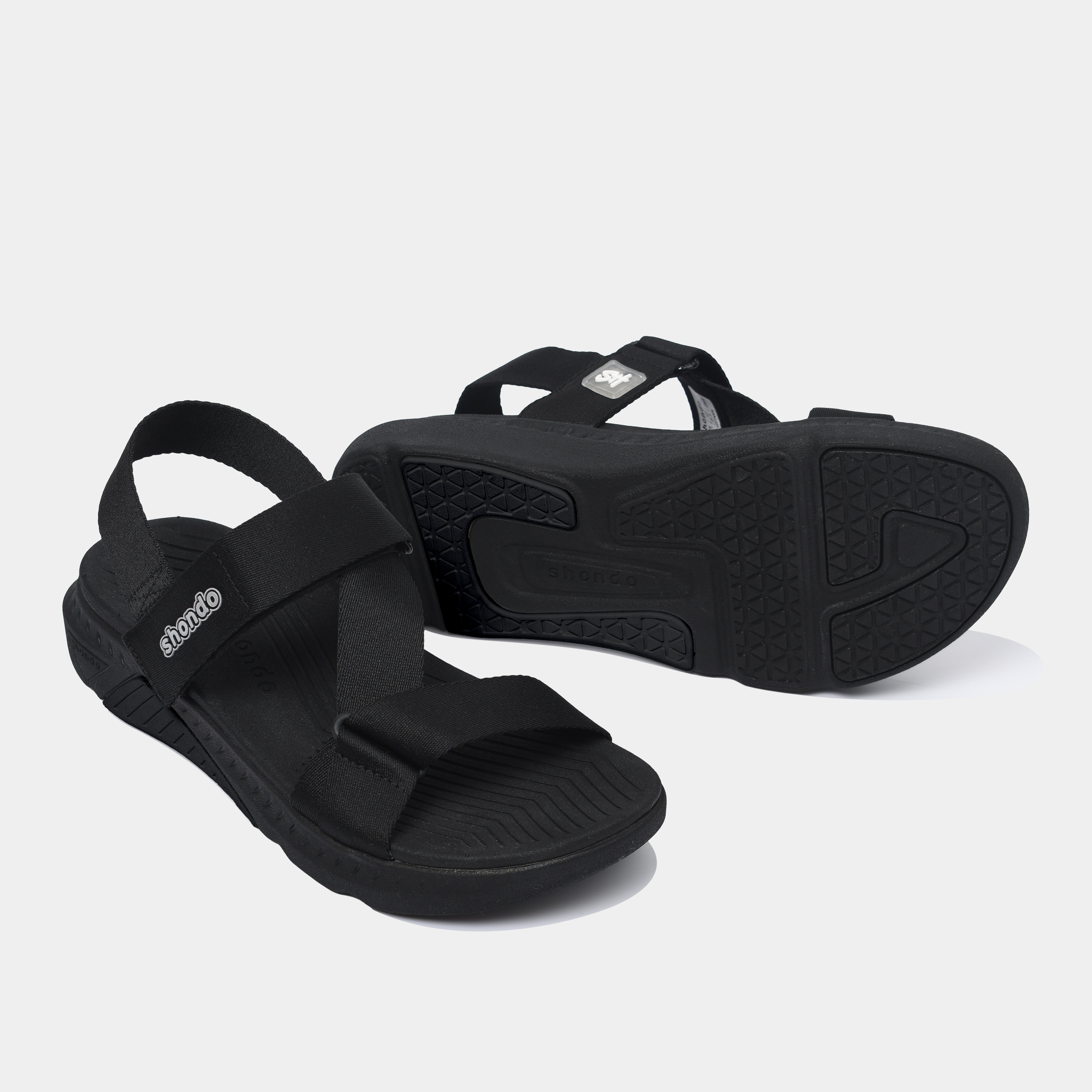 Sandals F7 Racing đen quai liền thun