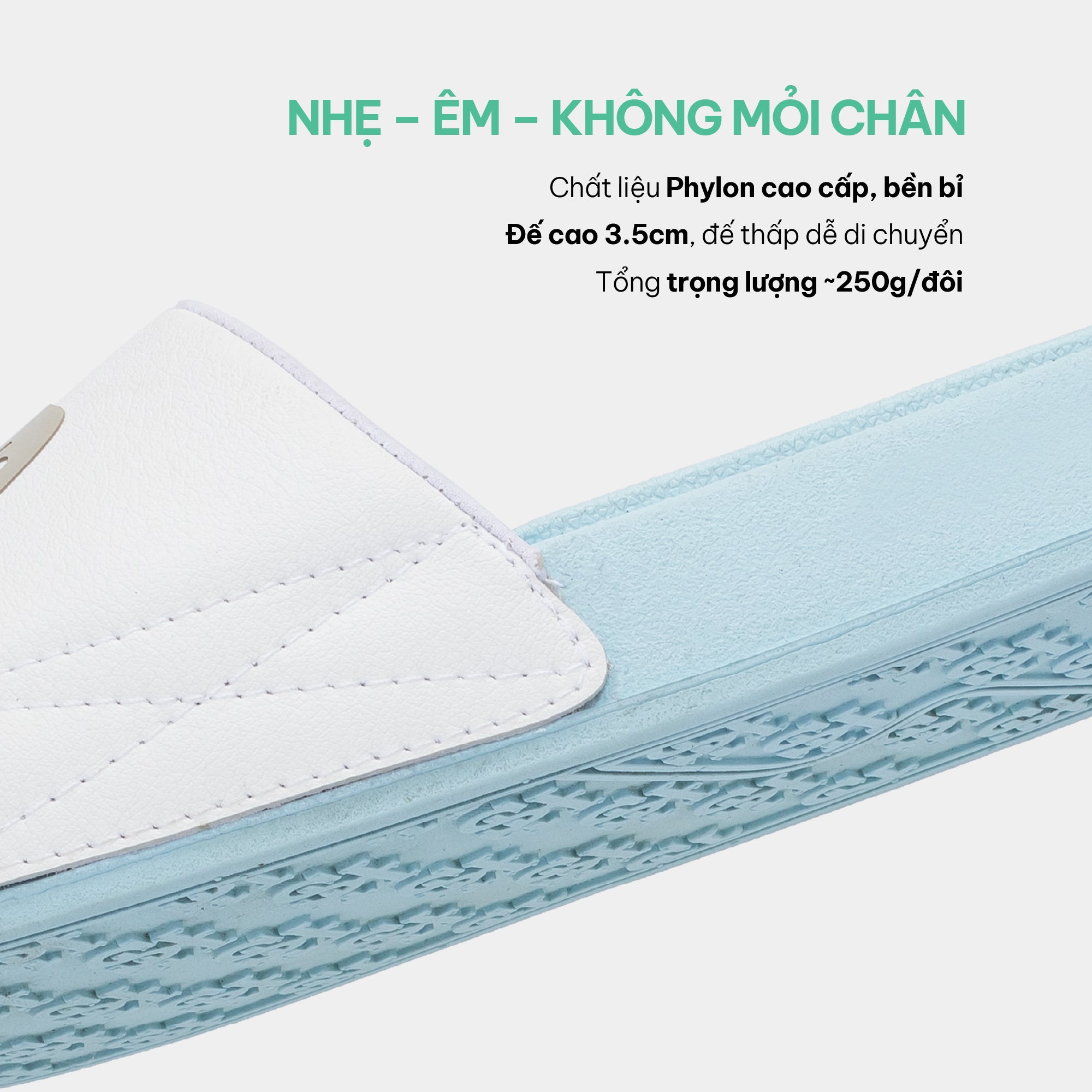 Dép Trendy 3 logo xanh trắng