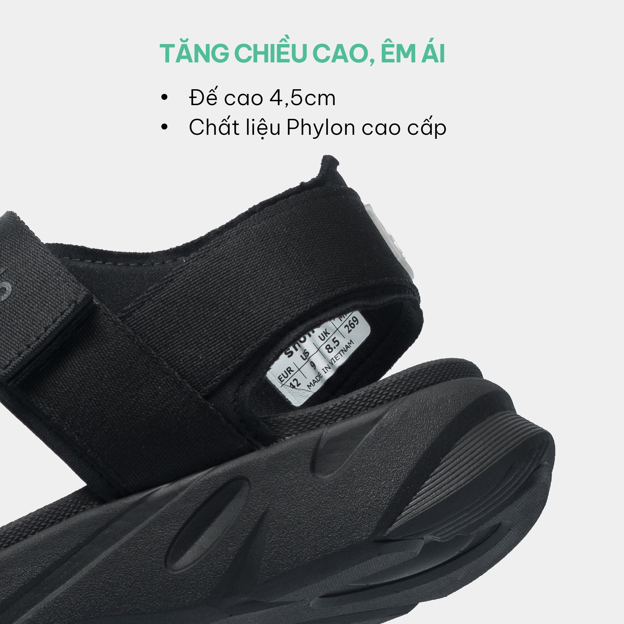 Sandal F8M thun họa tiết số 10 đen