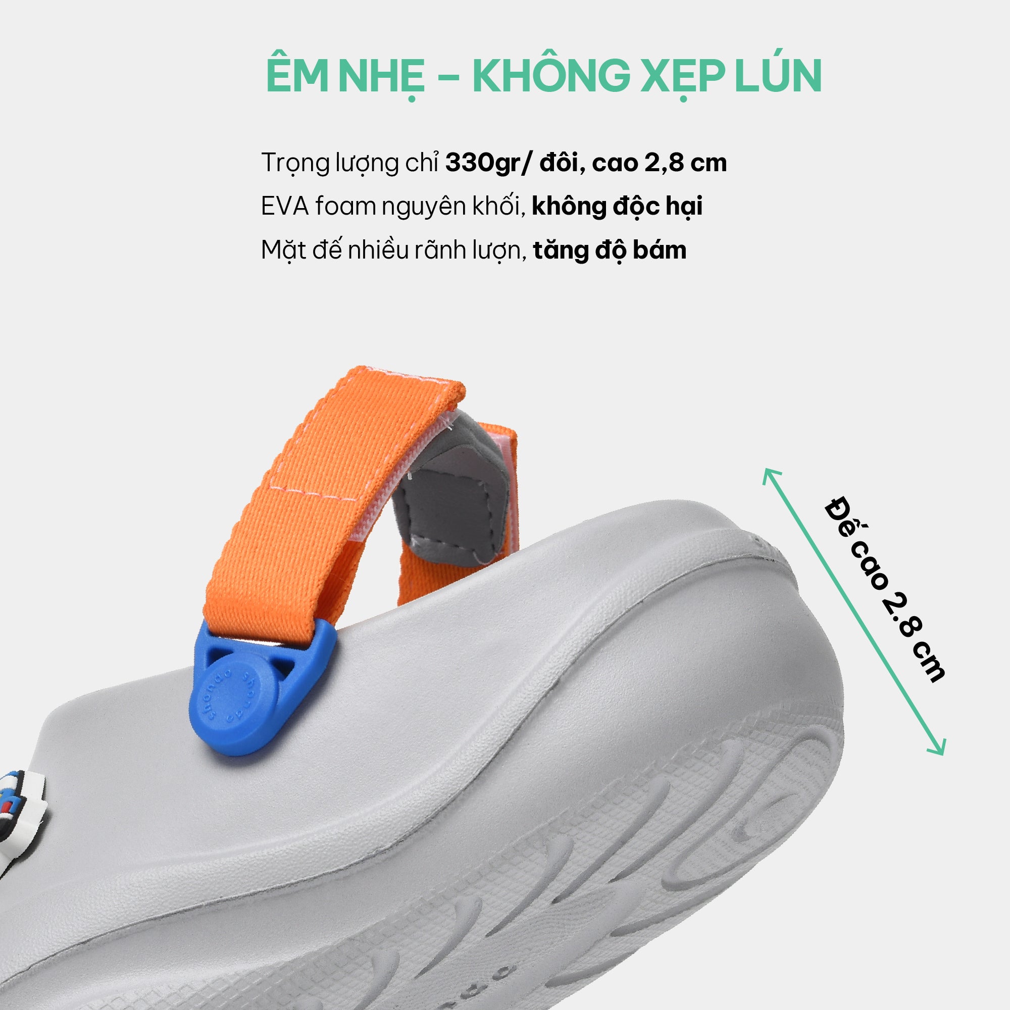 Clog Little Suke bé trai nhựa đúc xám