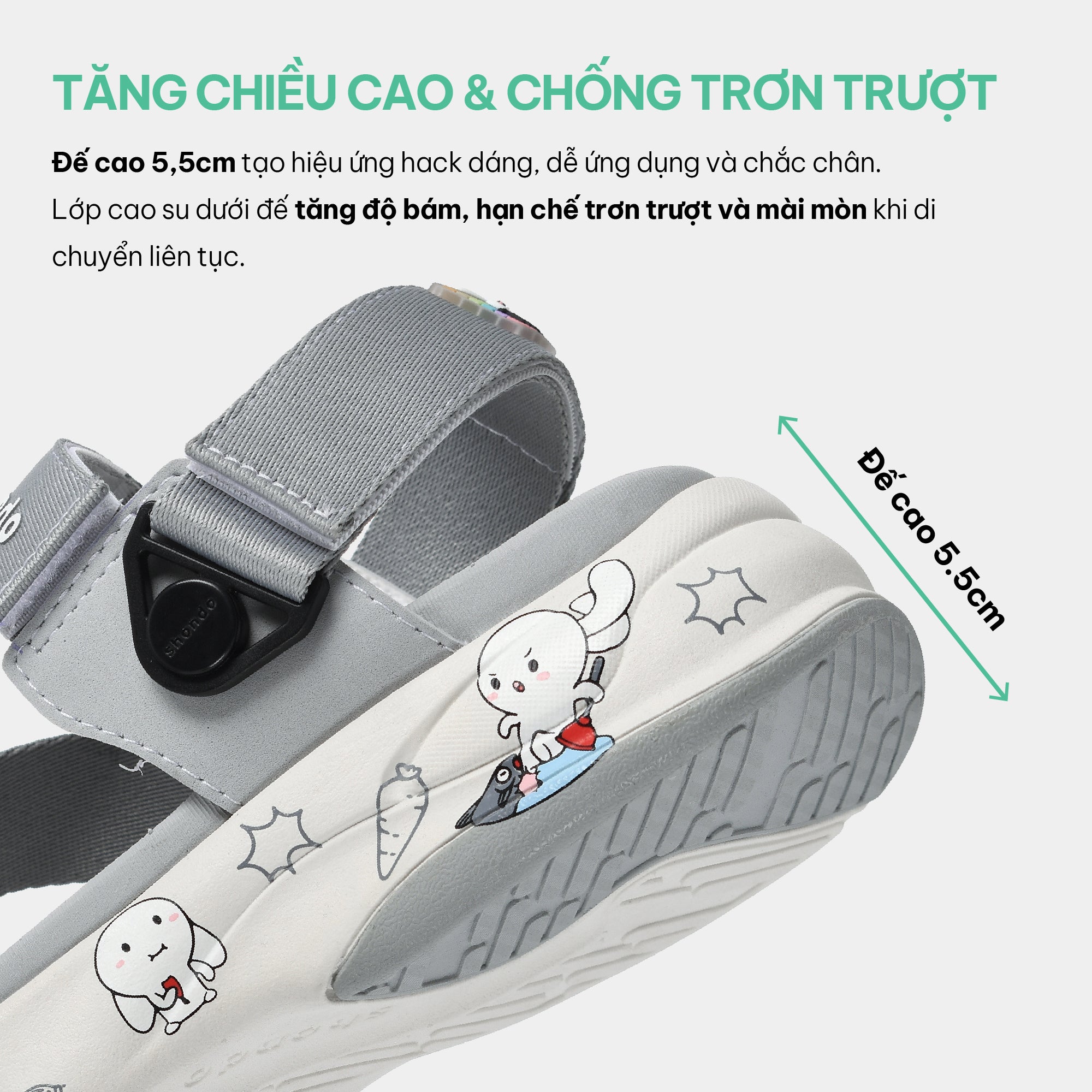 Sandal F8B T7M nam nữ khóa xoay xám