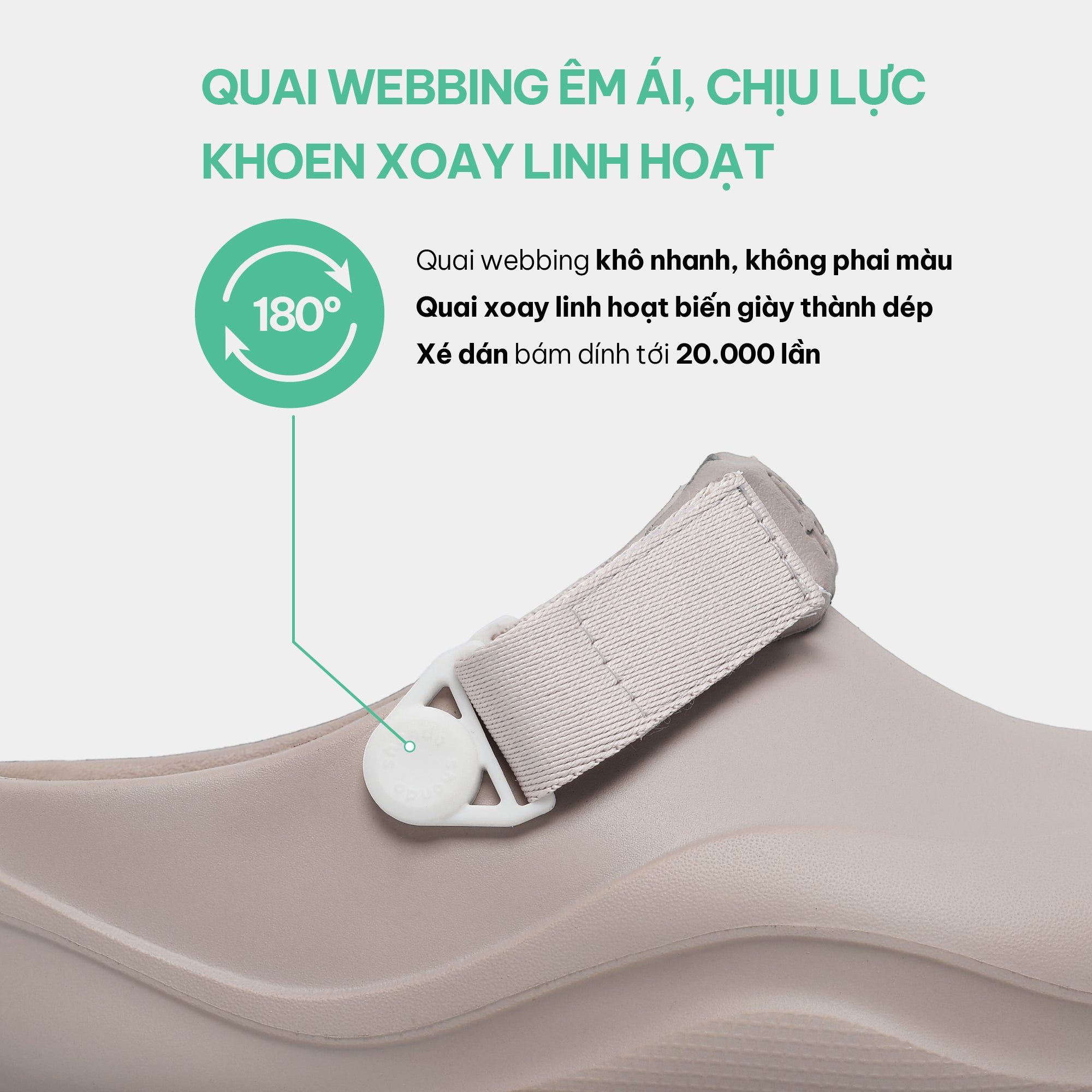 Clog nhựa đúc nữ Suke hồng be