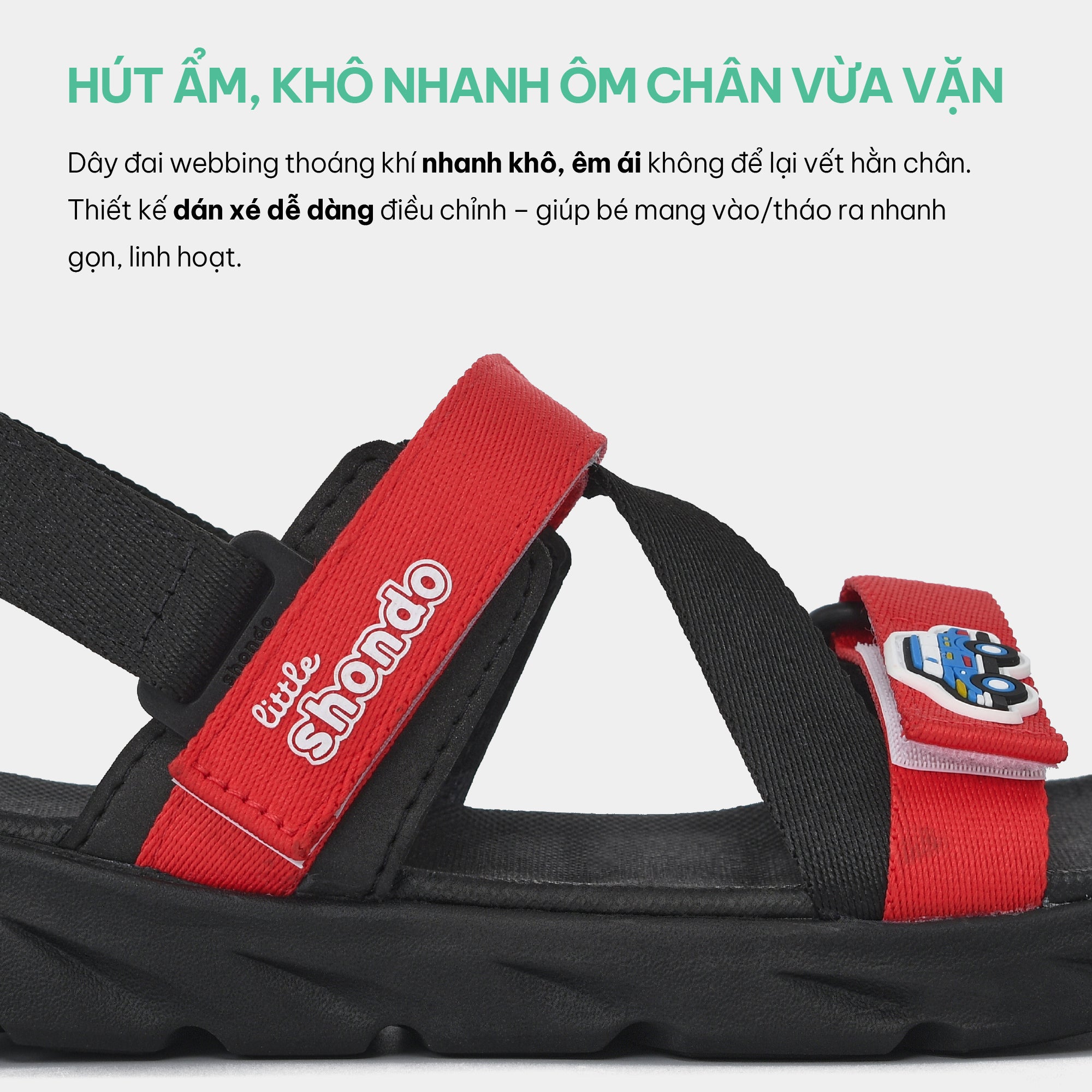 Sandal bé trai Little 6 tem ô tô đen