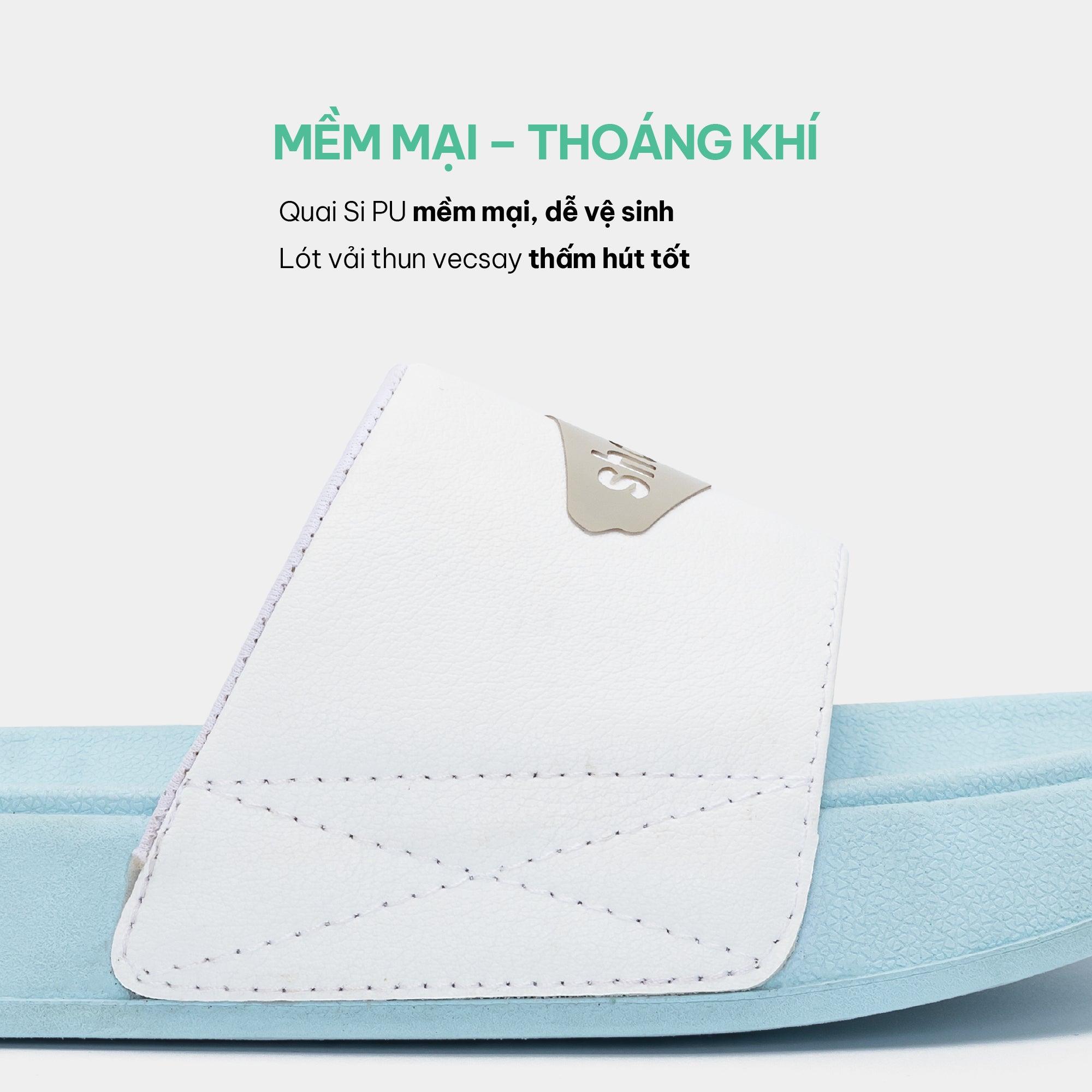 Dép Trendy 3 logo xanh trắng