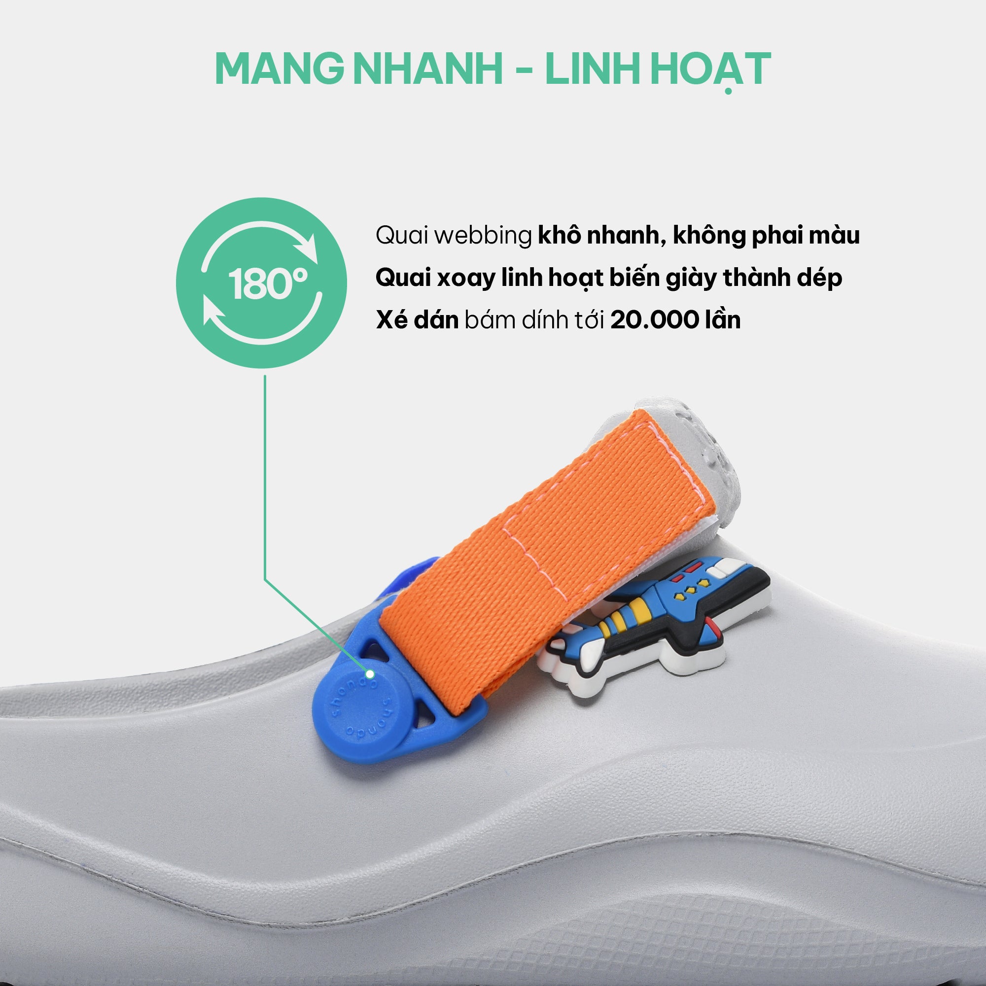 Clog Little Suke bé trai nhựa đúc xám