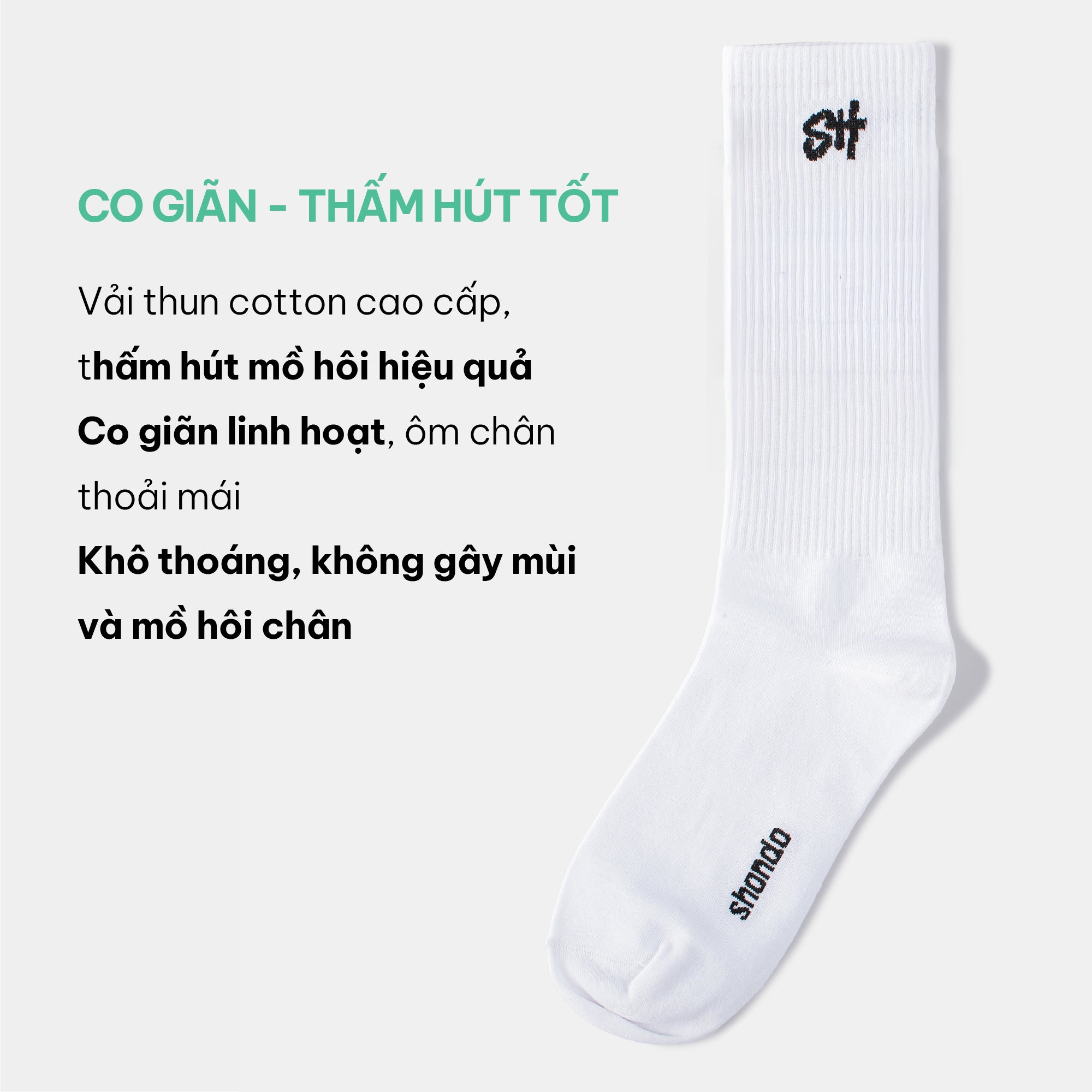 Vớ cổ cao logo SH màu trắng phối đen
