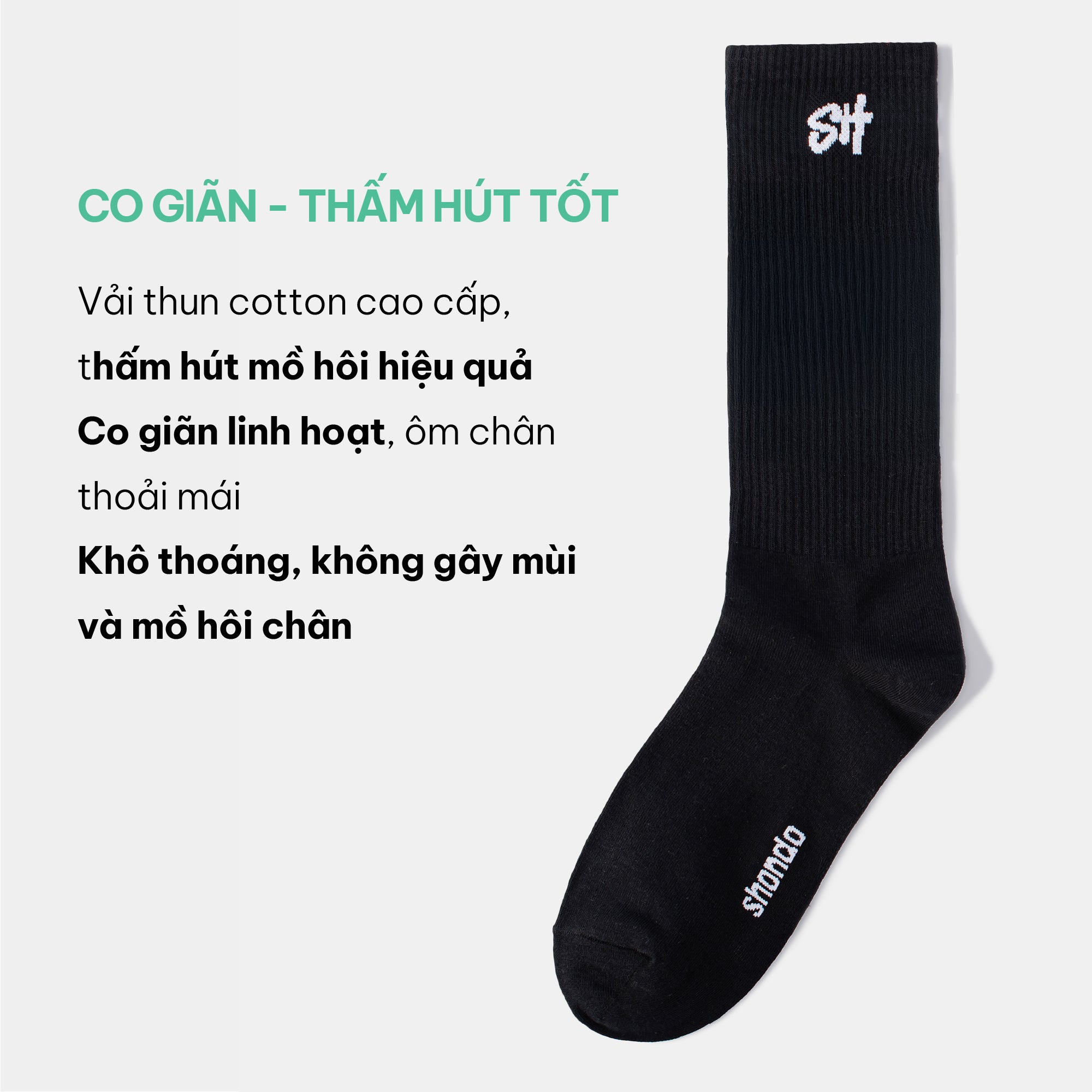 Vớ cổ cao logo SH màu đen phối trắng