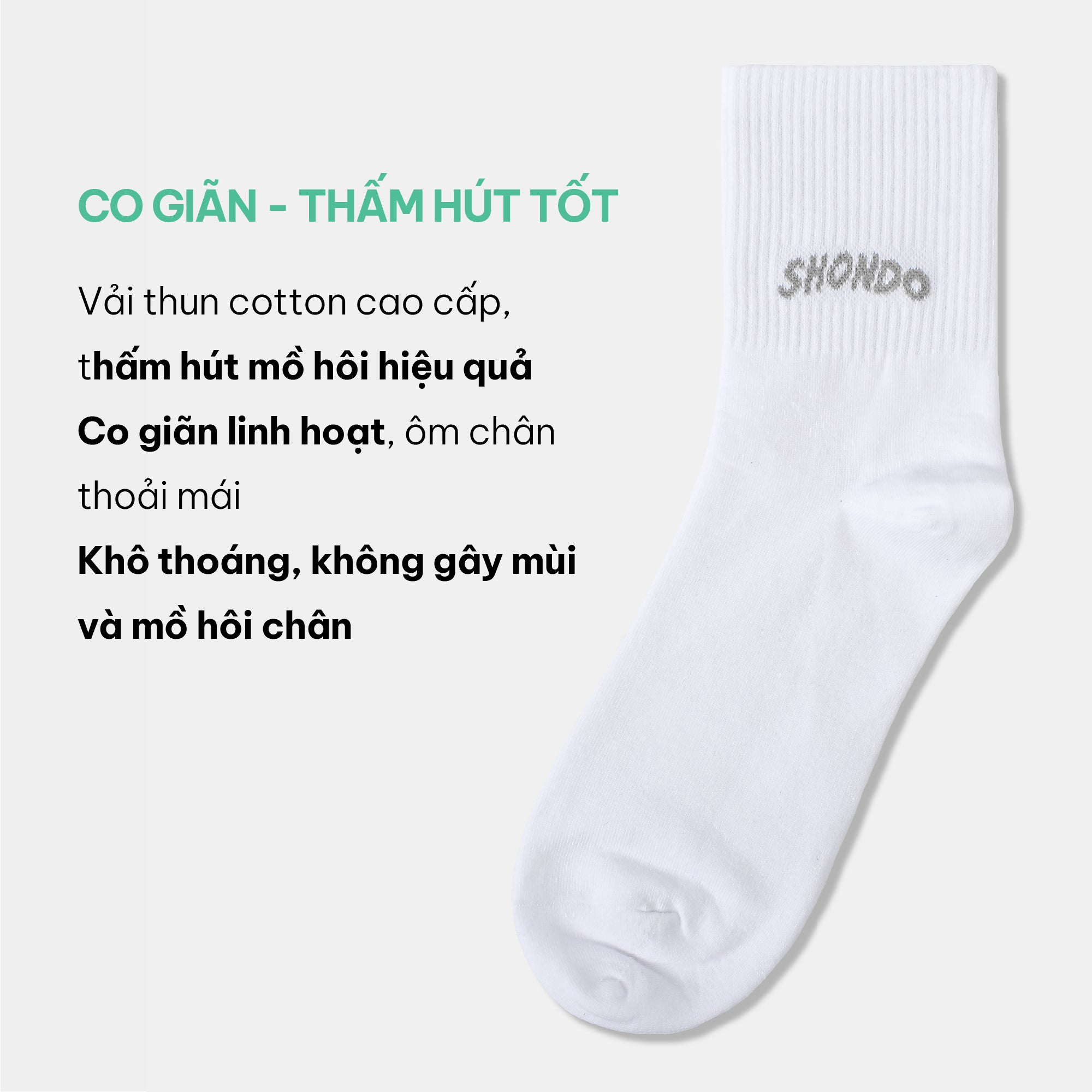 Vớ cổ lửng thêu logo Shondo màu trắng