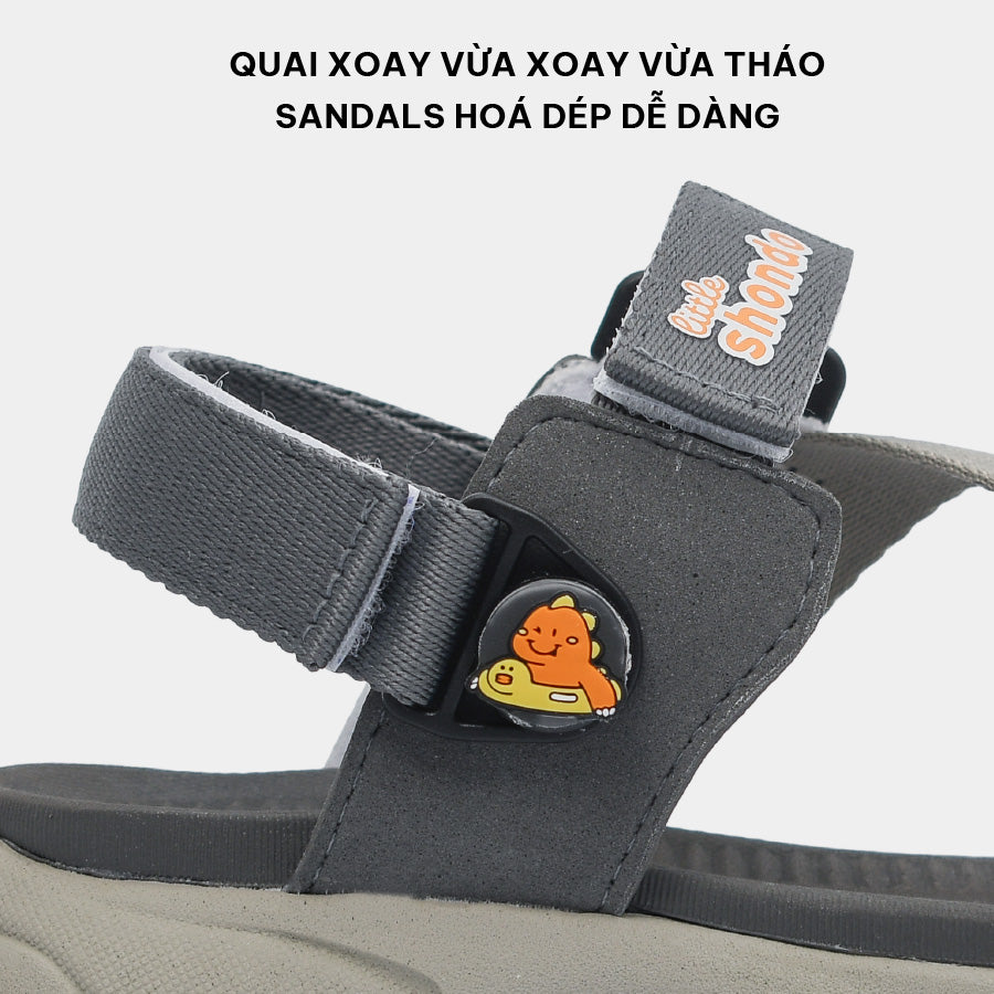 Sandal trẻ em Little 8 quai xoay xám