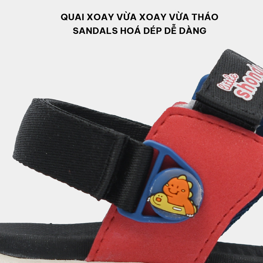 Sandal trẻ em Little 8 quai xoay đen