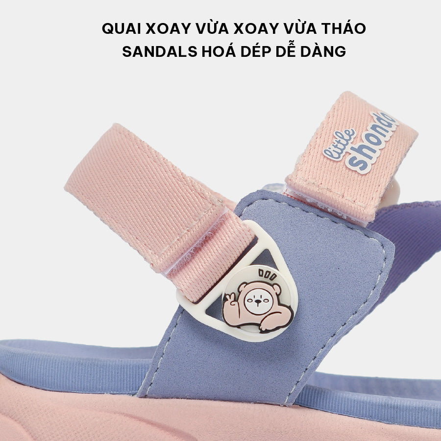 Sandal trẻ em Little 8 quai xoay hồng