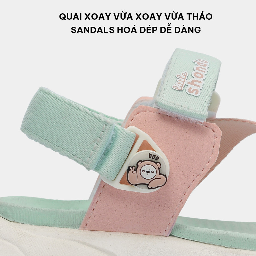 Sandal trẻ em Little 8 quai xoay xanh