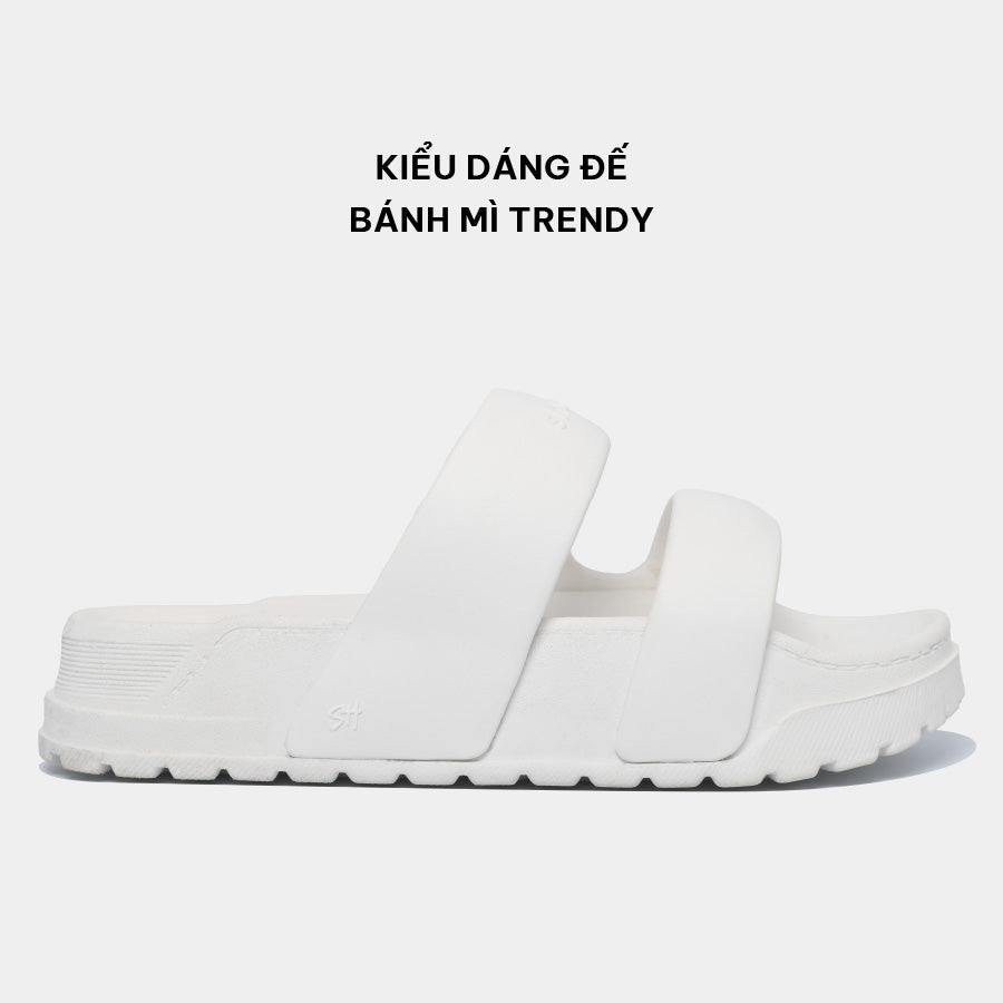 Dép bánh mì Trendy 4 quai nhựa trắng
