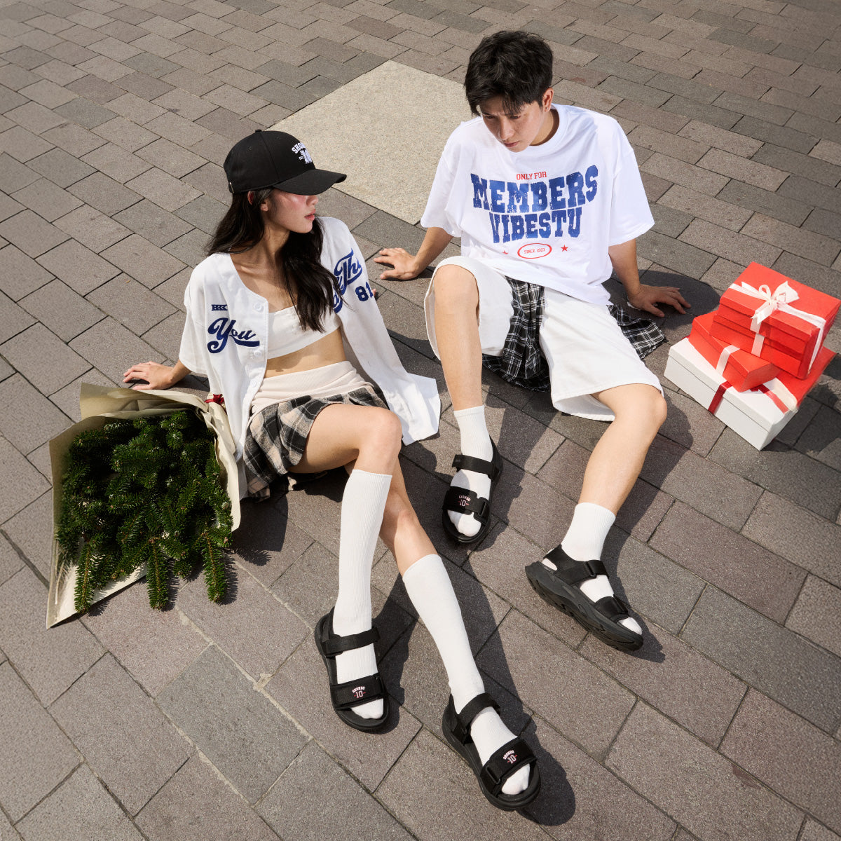 Sandal F8M thun họa tiết số 10 đen